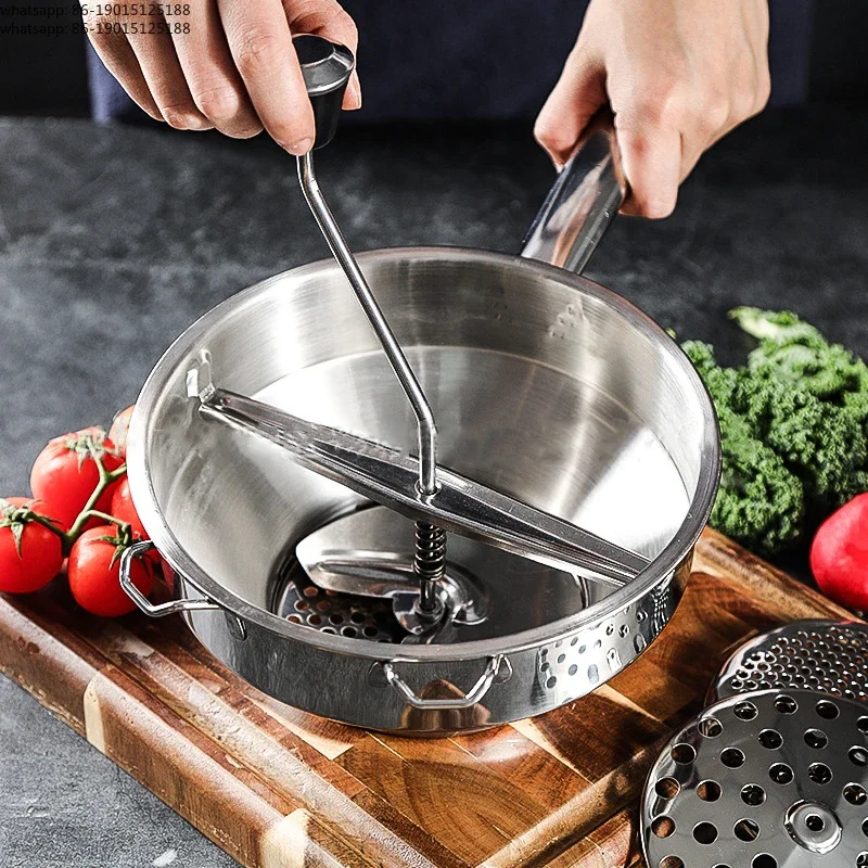 Stainless steel multifunctional food rotary grinder, vegetable filter, potato, tomato, grinder with grinding disc
