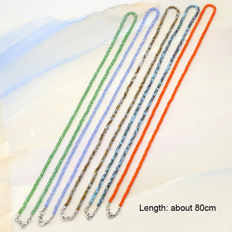 Women Jewelry Glasses Chain Fashion Multicolor Crystal Beaded Sunglasses Chain Anti-loss Lanyard Phone Chain Strap