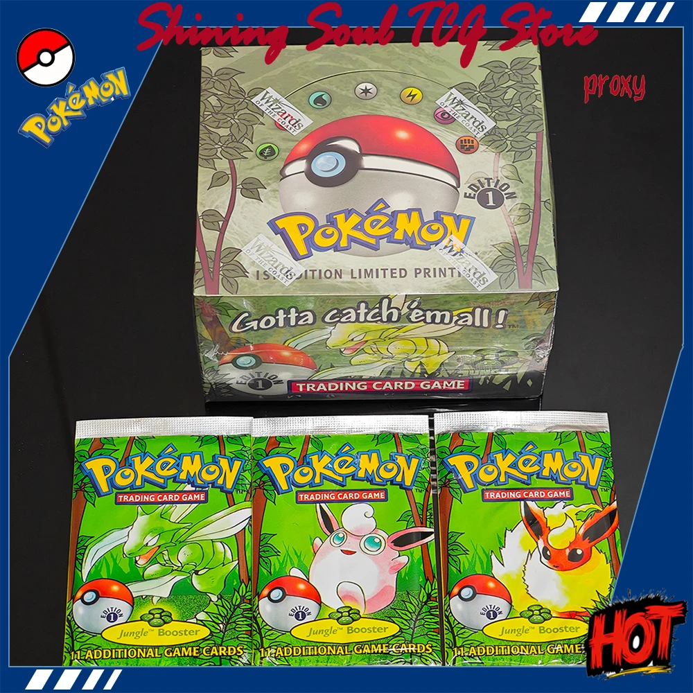 

Коллекционные карты Pokémon: Прокси-бустер-бокс Jungle 1-го издания (36 пакетов) PTCG, карточная игра, настольная игра Pokémon PKM, Чармандер – для фанатов