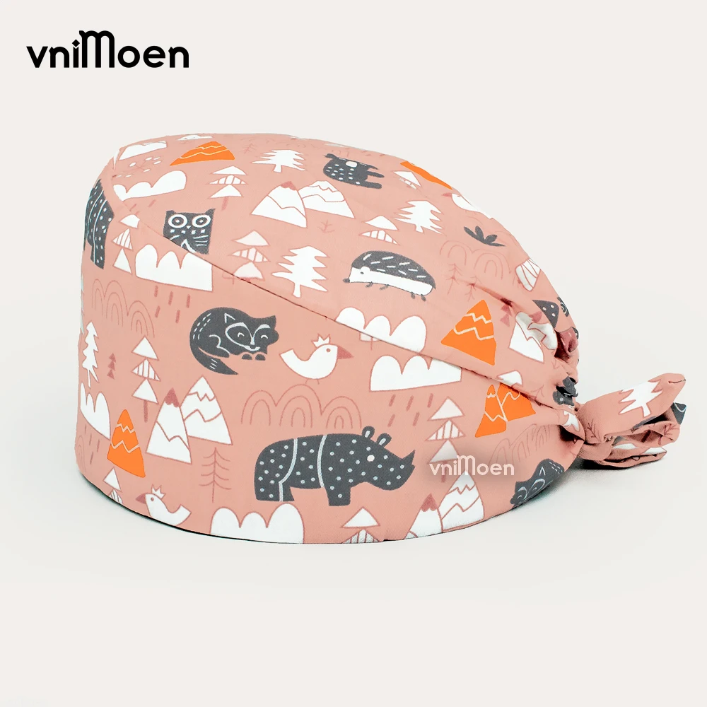 Neue Peeling pflege hüte gorros quirurgicos Floral Tier Sanitär Kappe mit Schweißband Cartoon Druck Pflege Kappen Peeling Kappe