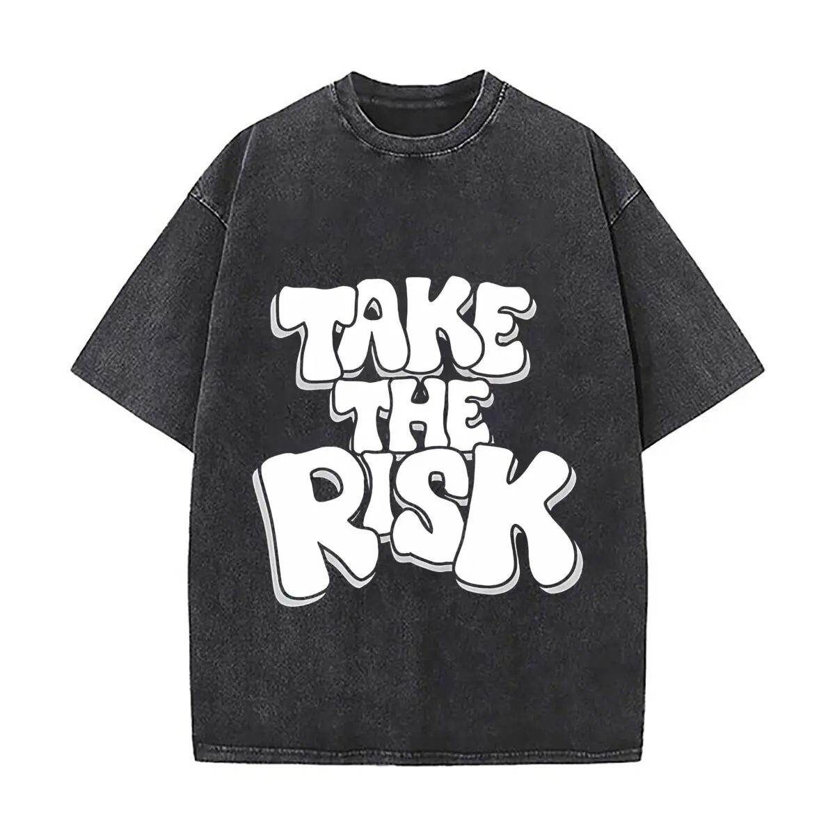 Take The Risk Graphic Vintage Distressed Loose Streetwear Tops for Campus Days