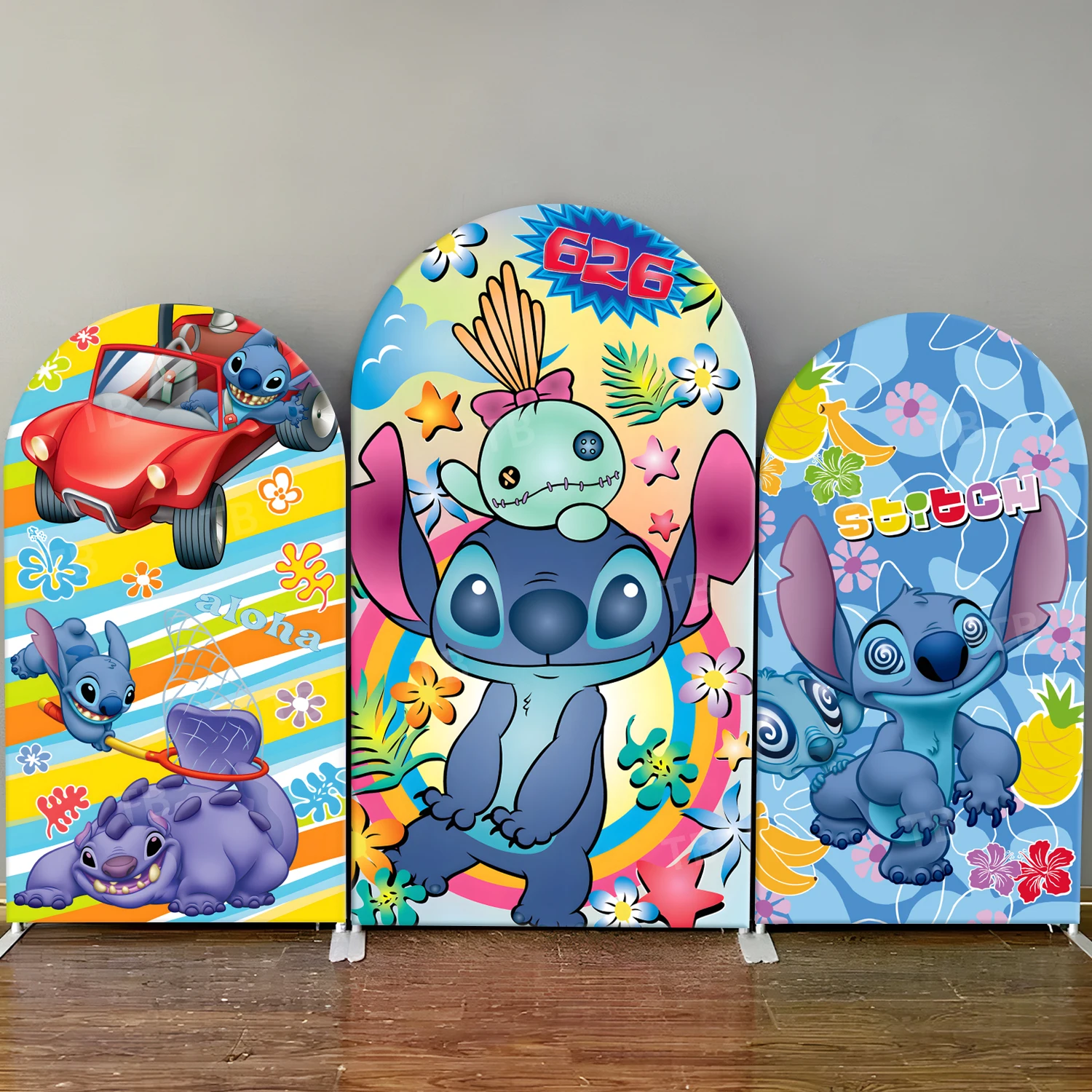 

Stitch Theme Arch Backdrop Cover Disney Kids Birthday Cool Blue Cartoon Baby Boy Shower Party Decor Wall Photography Background
