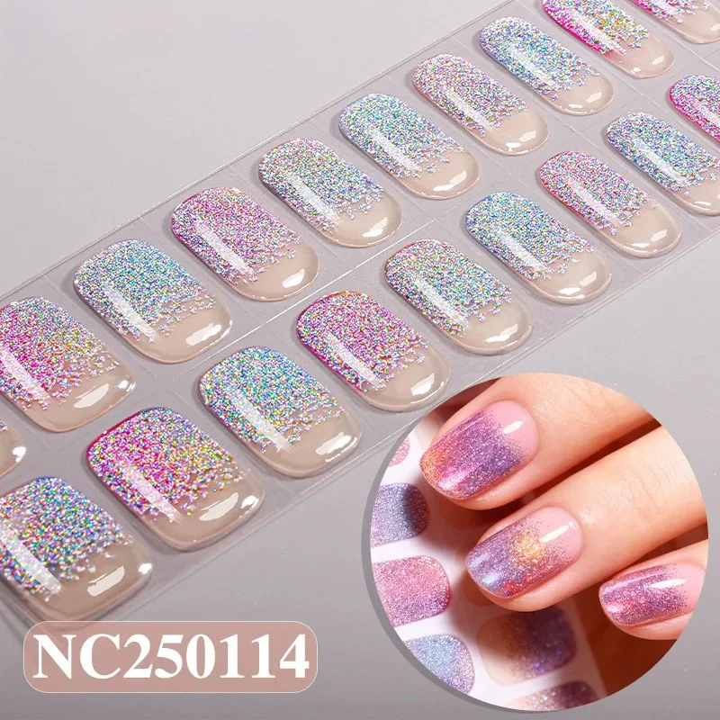New Arrival 20 strips French Gradient Semi Cured Gel Nail Strips DIY Gel Polish Stickers for Nails Work with UV/LED