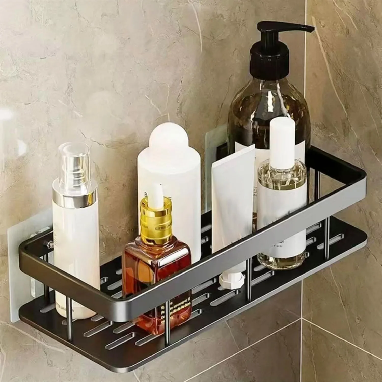 

Punch-free Bathroom Storage Rack, Toilet Waterproof Shelf, Place Shampoo Shower Shelf, Multi-purpose Aluminum Hanging Rack