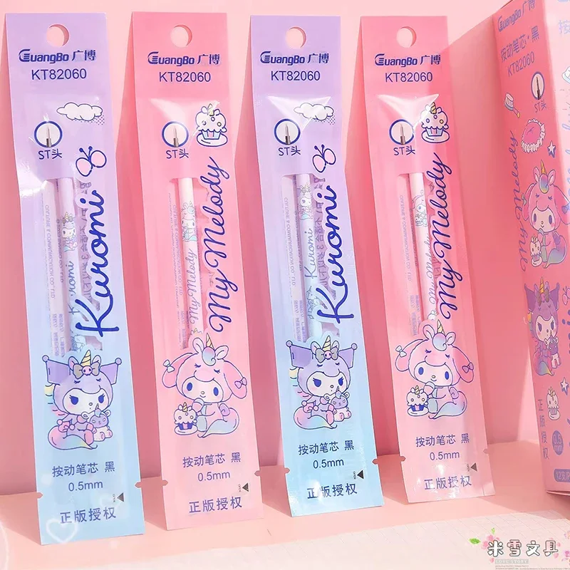 2 Pieces New Sanrio Gel Ink Pen Fine Point Gel Pens Refill Ballpoint Mymelody Kuromi Cinnamoroll Pochacco Stationery Supply