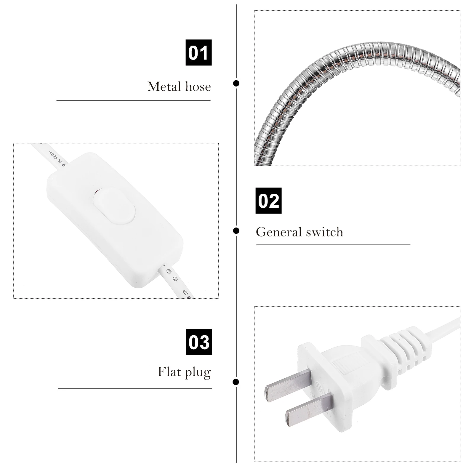 

Universal Clip Lamp Clamp Light Adjustable LED Bright Bedside Lamp Night Light Plastic Thread Stainless Steel Base