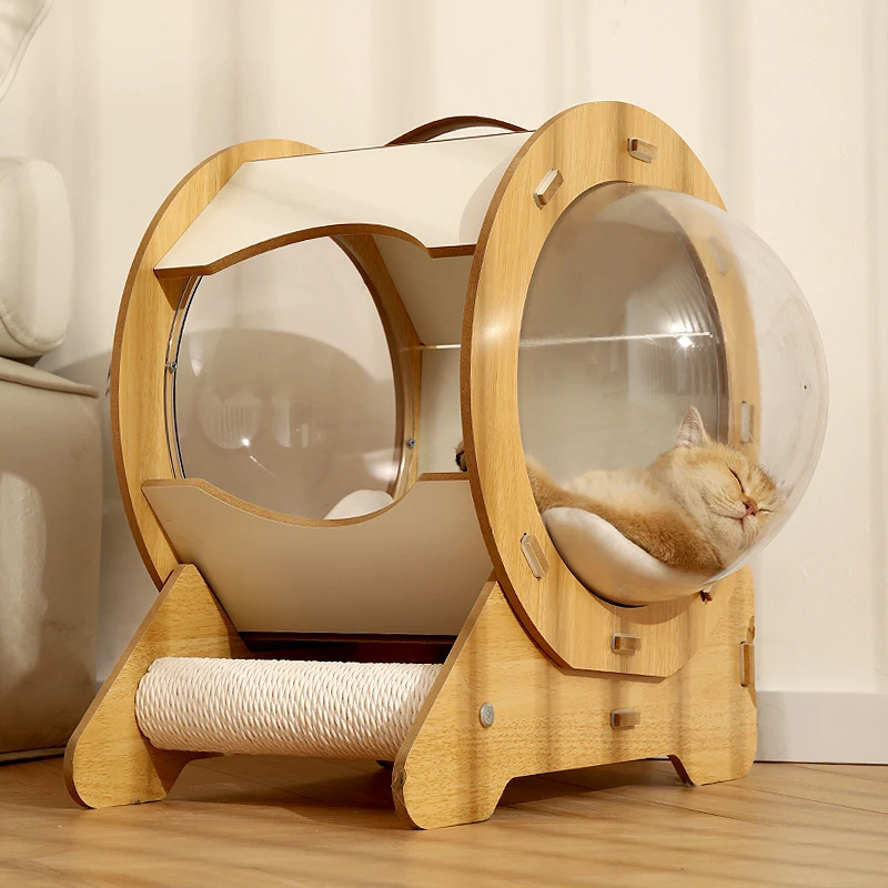 Cat Nest Four Seasons Universal Summer Bed Sleeping Nest Enclosed Summer Wooden Capsule Capsule House Furniture Supplies