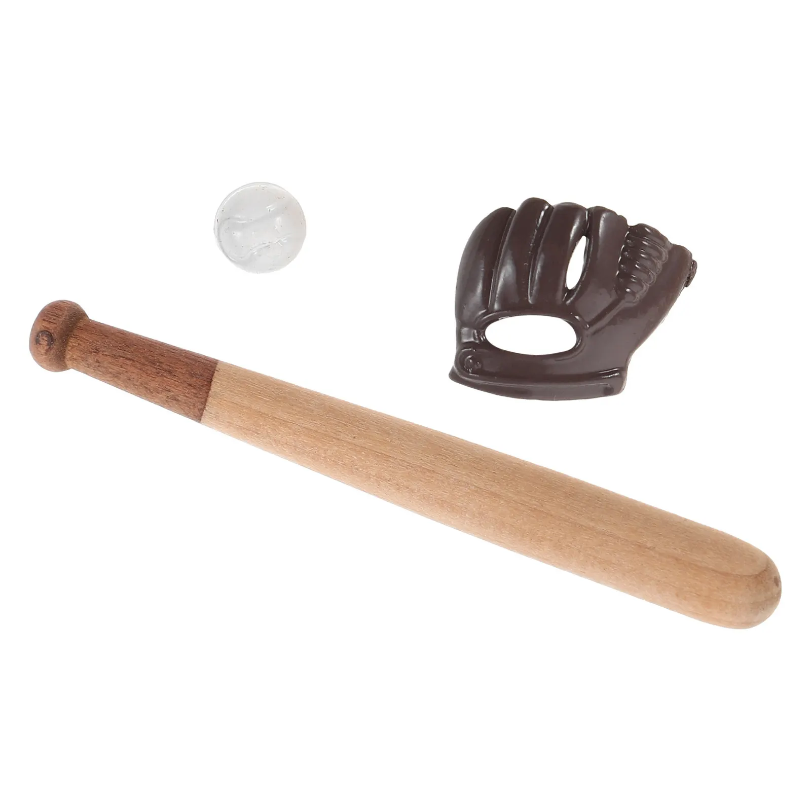 Dollhouse Baseball Miniatures Bat Ball Glove Set Exquisite Mini Sports Decor for Educational Setup Display