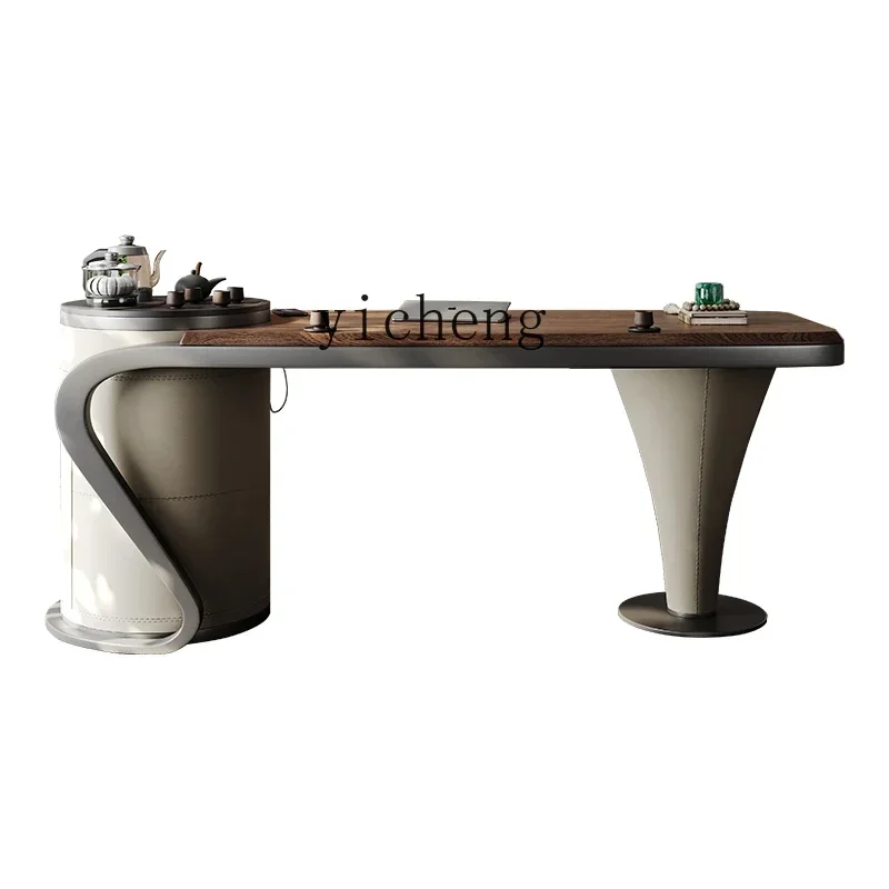 l1 black walnut home balcony tea table and chair combination light luxury solid wood desk tea table integrated
