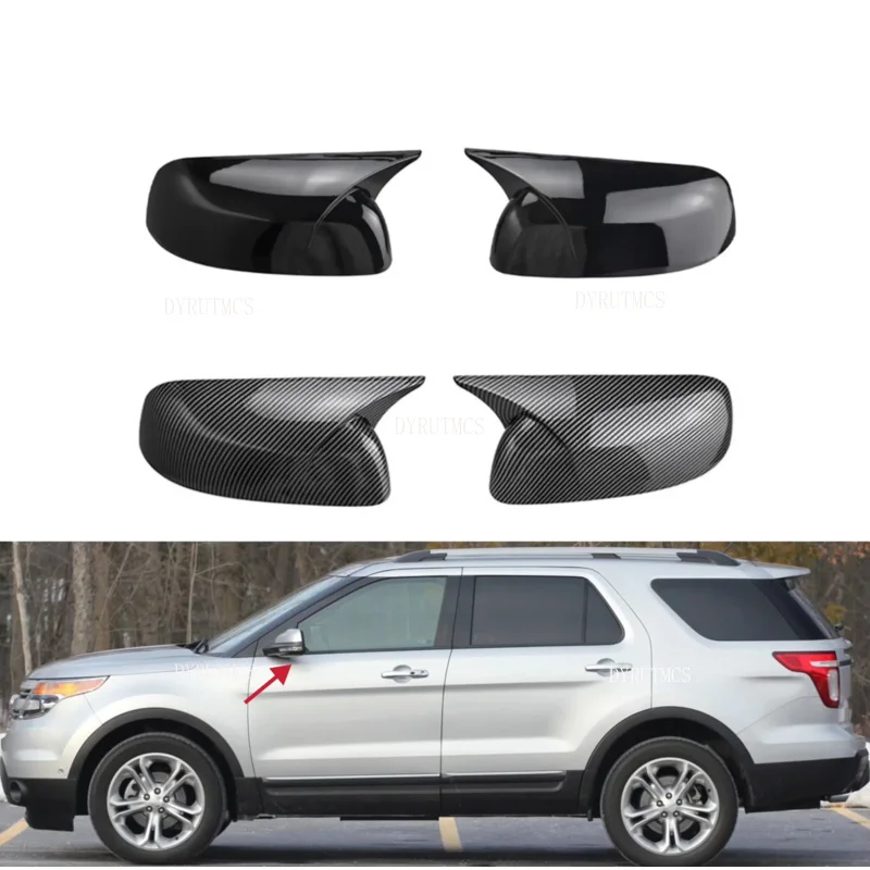 Ajuste para Ford Explorer 2011 - 2013 2014 2015 2016 2017 2018 2019 cubierta de espejo retrovisor lateral de coche tapa de ala puerta carcasa embellecedora
