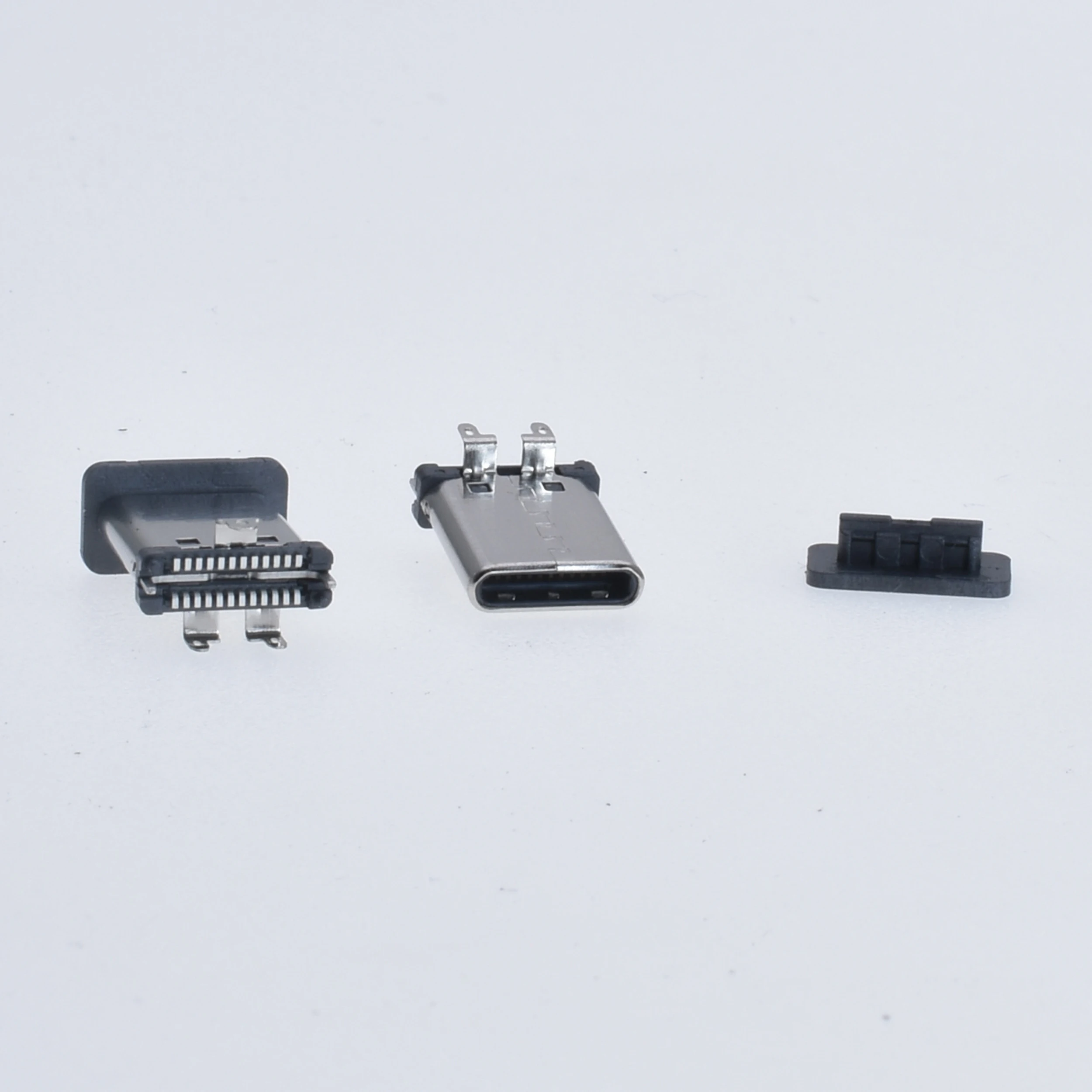 100PCS     USB3.1 male head with cap type-C interface 24P vertical patch SMT with three fixed feet Type-c vertical male seat