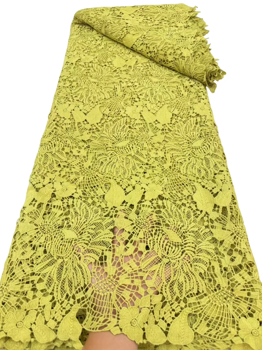 

Pure Color Lace Embroidery Fabric High Quality Sewing Handmade DIY Multicolor Water Soluble Flower Hollow Wedding Dress Fabrics