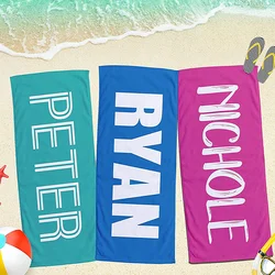 Custom Bath Beach Towel Personalized Family Name Full Name Square Delicate Microfiber Outdoor Living Room Blanket Swimming Gift
