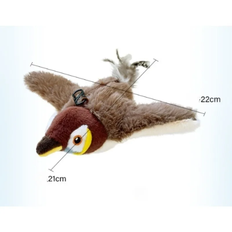 Cat Self-Entertainment Simulated Sparrow Pet Toy Plush Bite-Resistant and Drop-Proof Flapping Shaky Bird