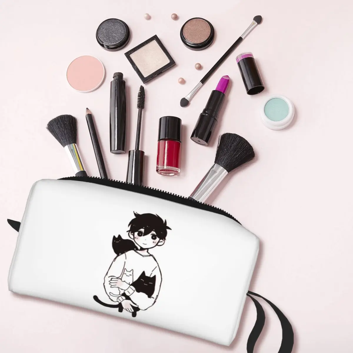 Omori Sunny And Mewo Makeup Bag Cosmetic Organizer Storage Dopp Kit for Women Beauty Travel Pencil Case