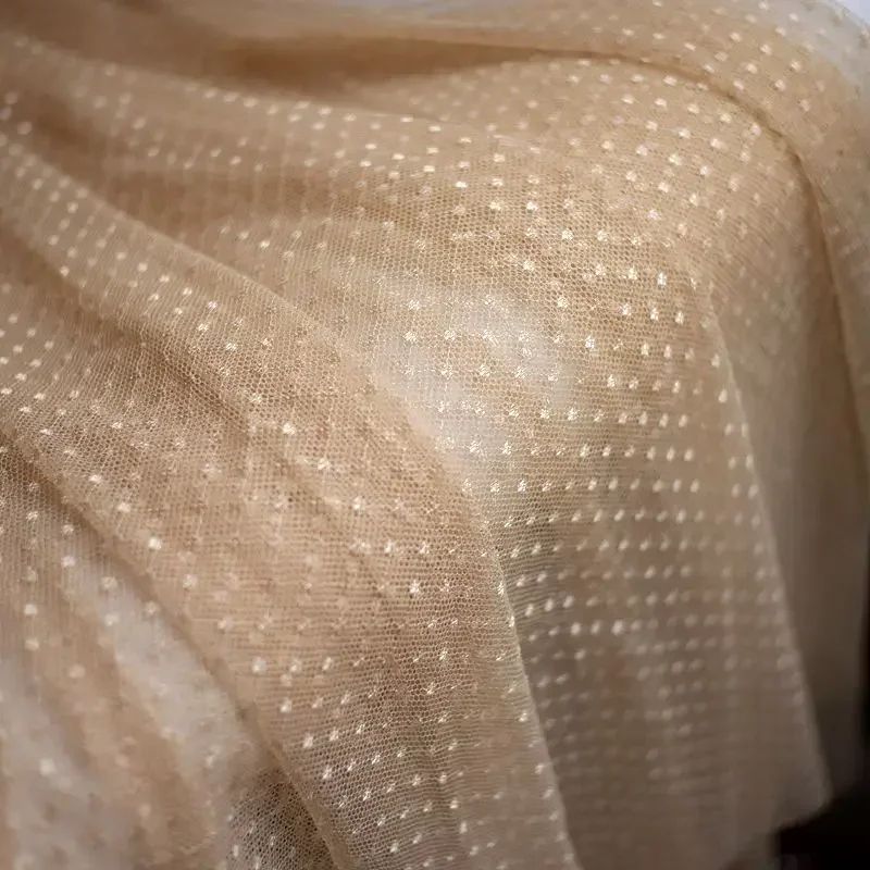 

1 meter Skin Nude Jaquard Dot Stretchy Mesh Lace Fabric For Girls' Tulle Dress Wedding Garment Sewing Decorative Net Fabric