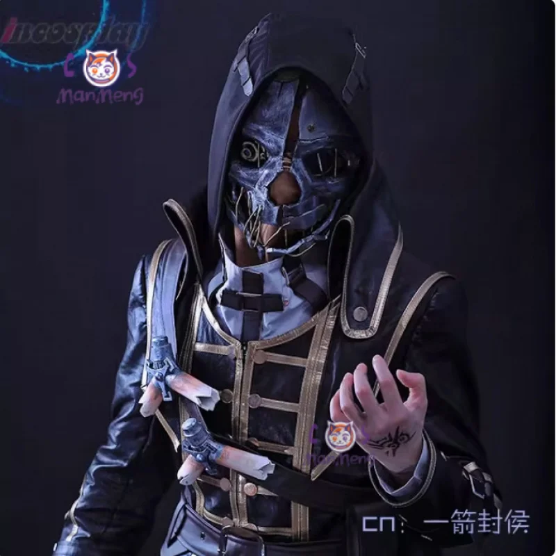 Corvo Attano Dishonored Косплей Начальный Королевская Гвардия Костюм Пальто шляпа брюки пояс поясная сумка реквизит комплект Хэллоуин красивый мужчина униформа