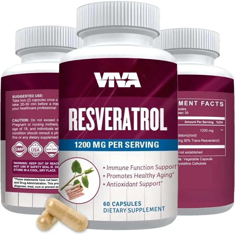 

Добавка из ресвератрола 1200 мг способствует здоровью старения, яркости кожи и здоровья иммунитета - 60 веганских капсул