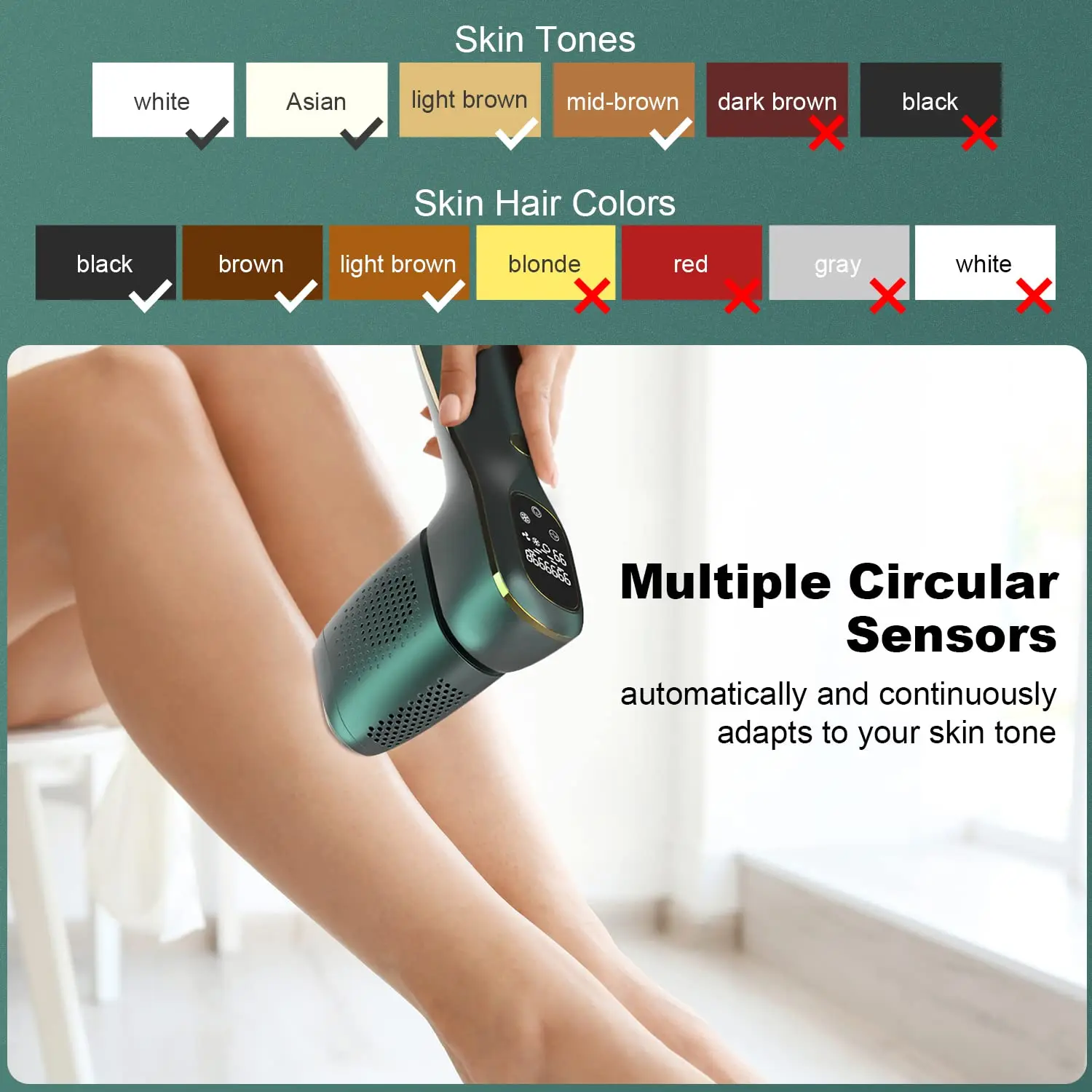 IPL Hair Removal Device Cooling Painless Technology At-Home Hair Remover Machine for Women and Men Facial Body Bikini Area Use