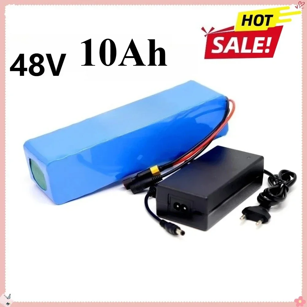 New 48V 10Ah 13S3P Lithium Battery Pack–54.6V Charger XT60 Ultra Large Capacity for High-Power Scooter Replacement Spare Durable