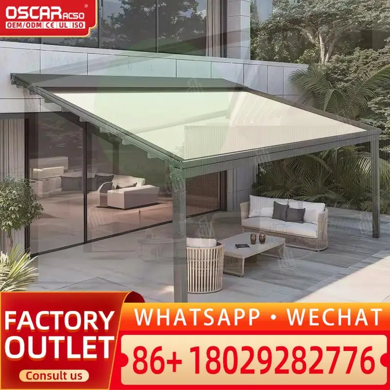 

Outdoor Wholesale Patio PVC Fabric Cover Electric Roof Awning Motorized Waterproof Gazebo Pergola High Quality Retractable Canop