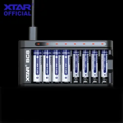 XTAR 1.5V Charger Sets 4pcs 1.5V AA LI-ion Batteries + 4pcs 1.5V Lithium Battery AAA Rechargeable + 8slots BC8 Battery Charger