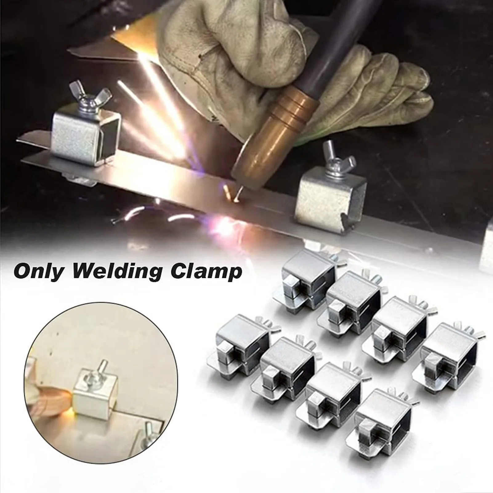 8Pcs Aluminum Alloy Butt Welding Clamps Silver Auto Body Panel Butterfly Clamps Car Sheet Metal Alignment Repair Welding Tools