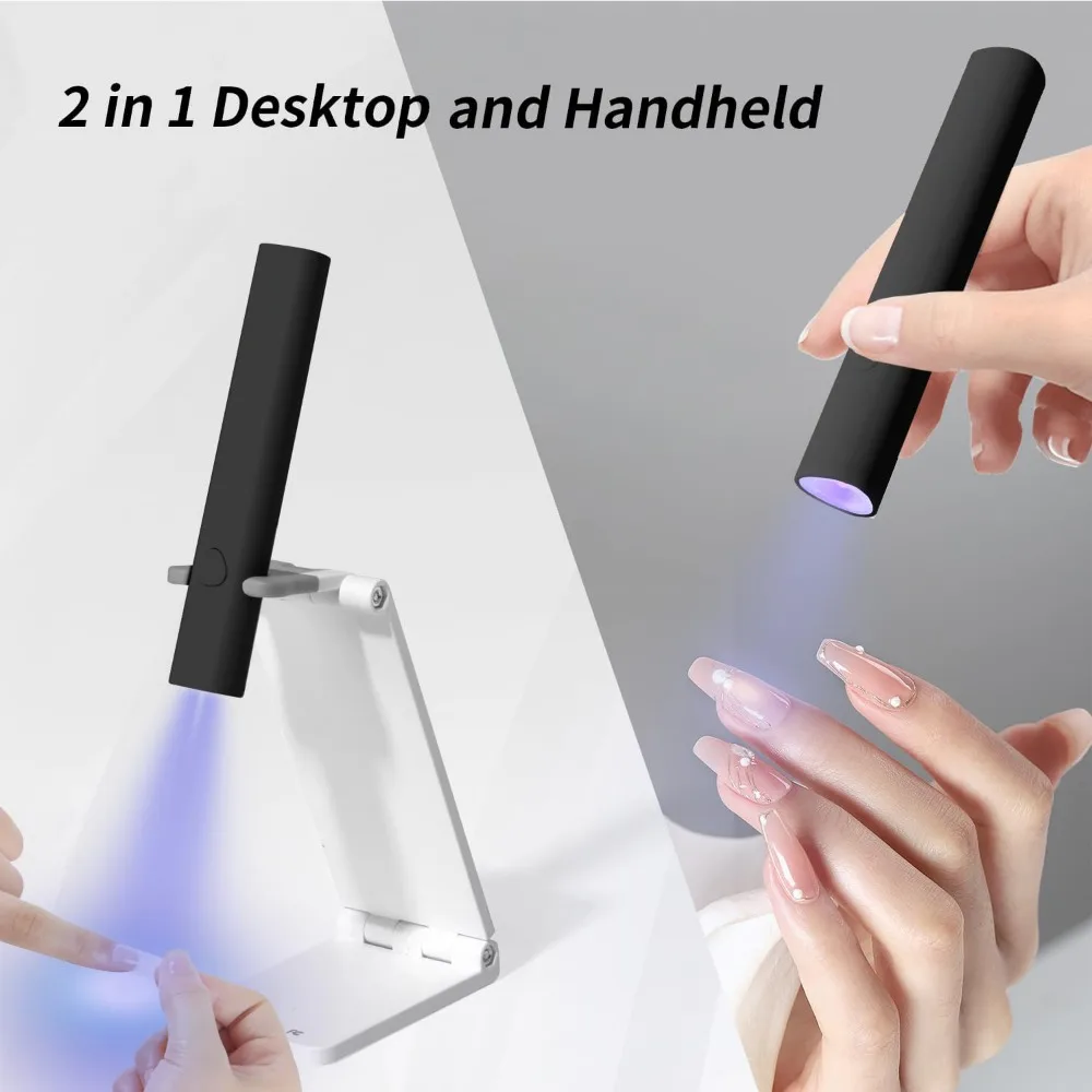 UV-licht voor gelnagels, mini U V LED-nagellamp handheld met standaard, draagbare nageldroger oplaadbare USB draadloos voor snel drogen