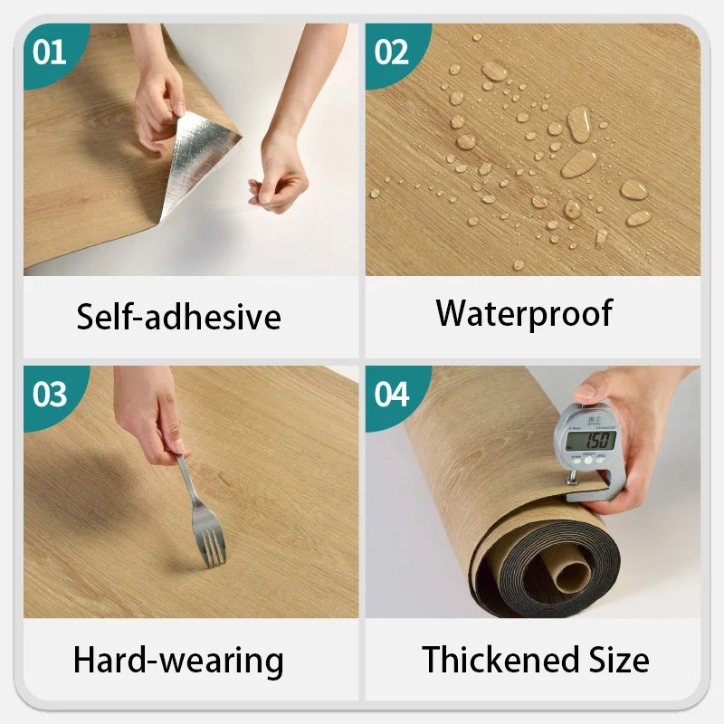 thicked wood grain Wallpaper decorative removable waterproof wall and floor sticker home decoration for living room bedroom