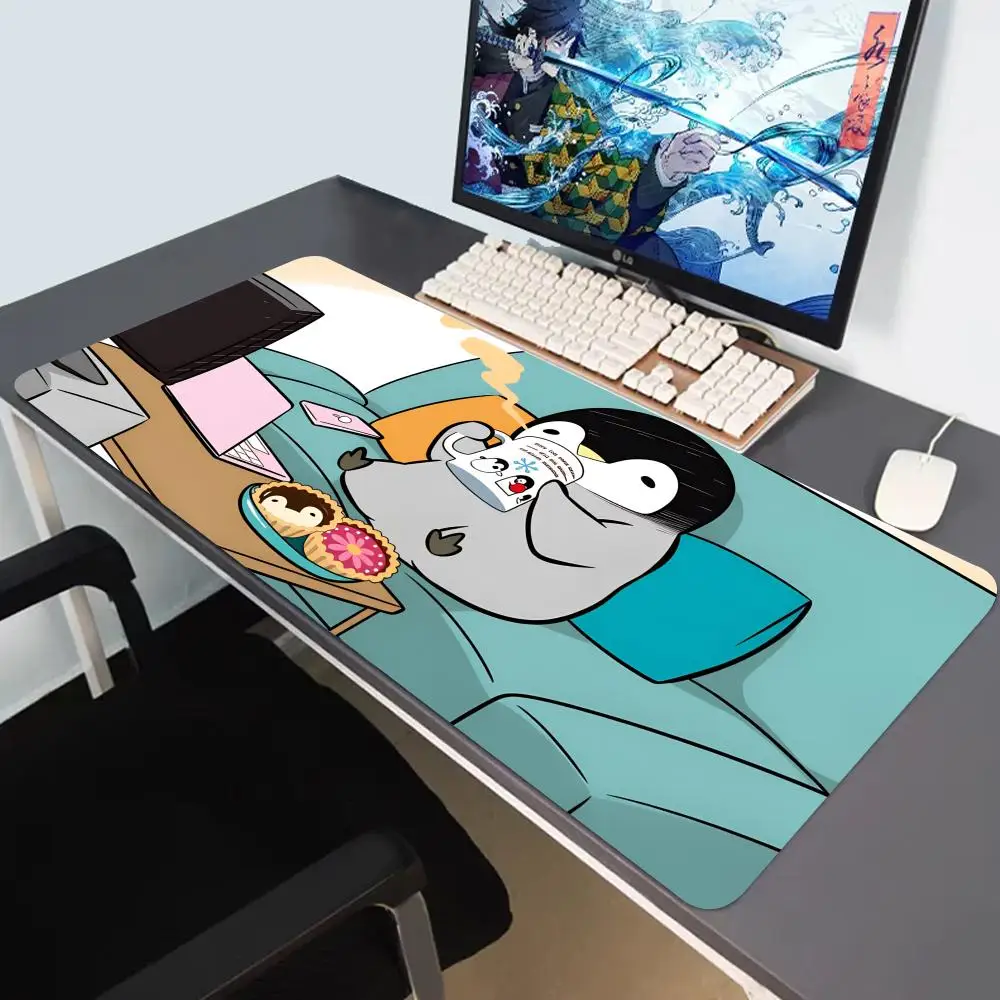 

HYBXAXC Penguin And Cat Day Mouse Pad Tablet Laptop xl desktop mouse mat cute HD printing Gaming keyboard pad csgo Player 90x40