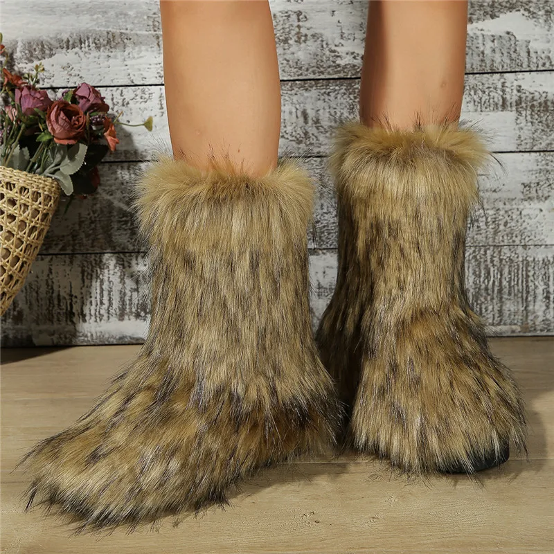 Winter High Top Plush Boots Women Fashion Casual Slip-on Purple Boots For Women Original Outdoor Keep Warm Women's Snow Boots
