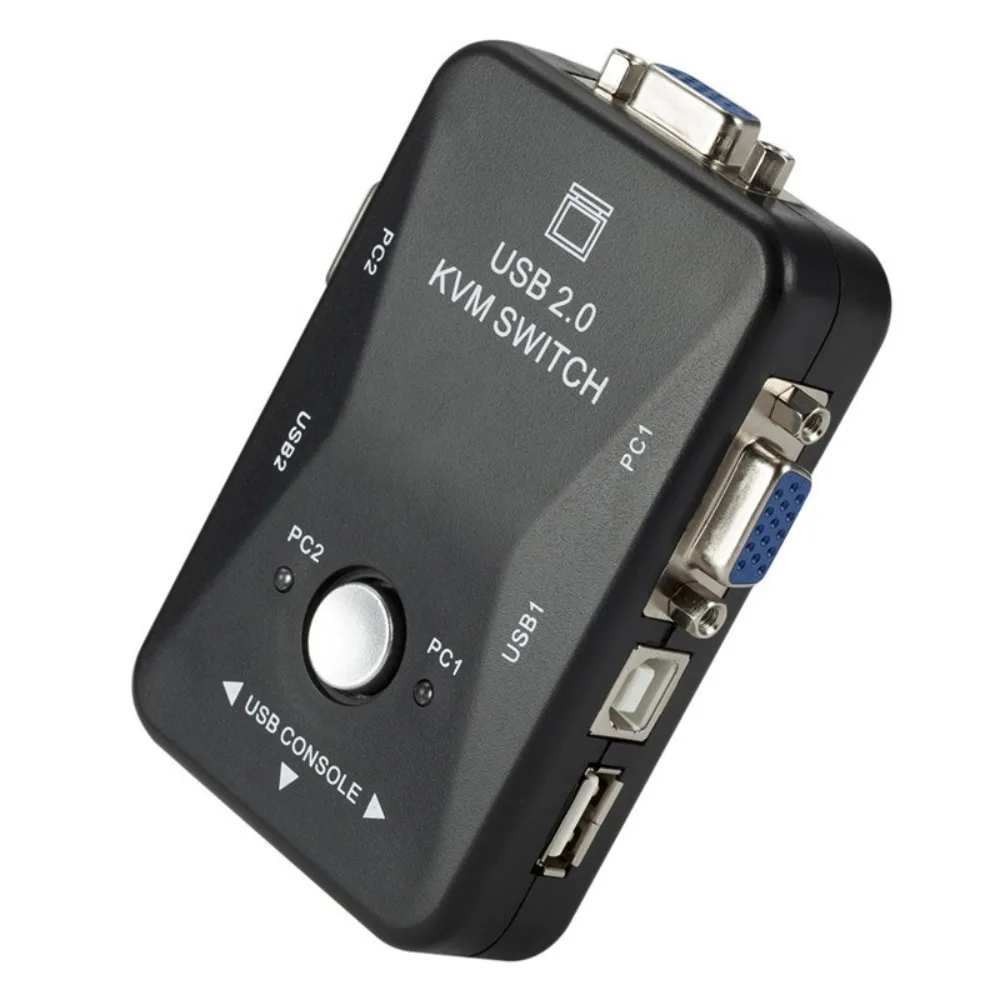 2 in 1 Out 2 Port VGA KVM Switch VGA Switcher USB 2.0 KVM Switch Splitter Flexible Simple Operation USB 2.0 KVM Switcher