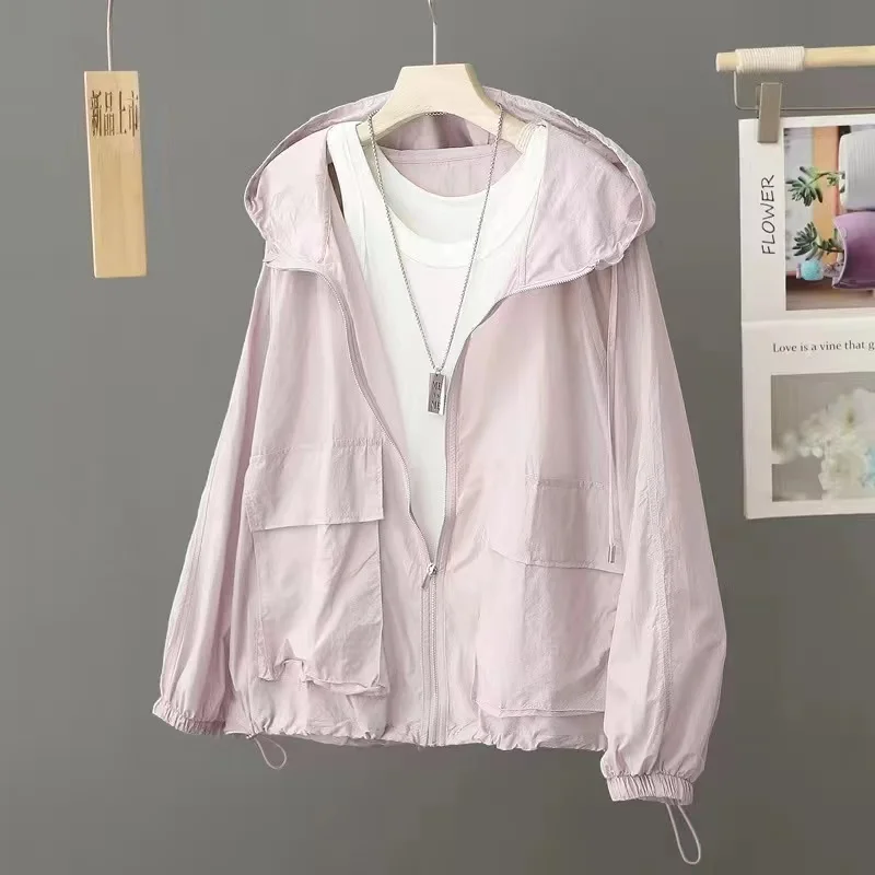 Women Sunscreen Coat New Loose Large Size Breathable Sun-Protective Clothing Jacket Fashion Outdoor Thin Quick-Drying Top Female