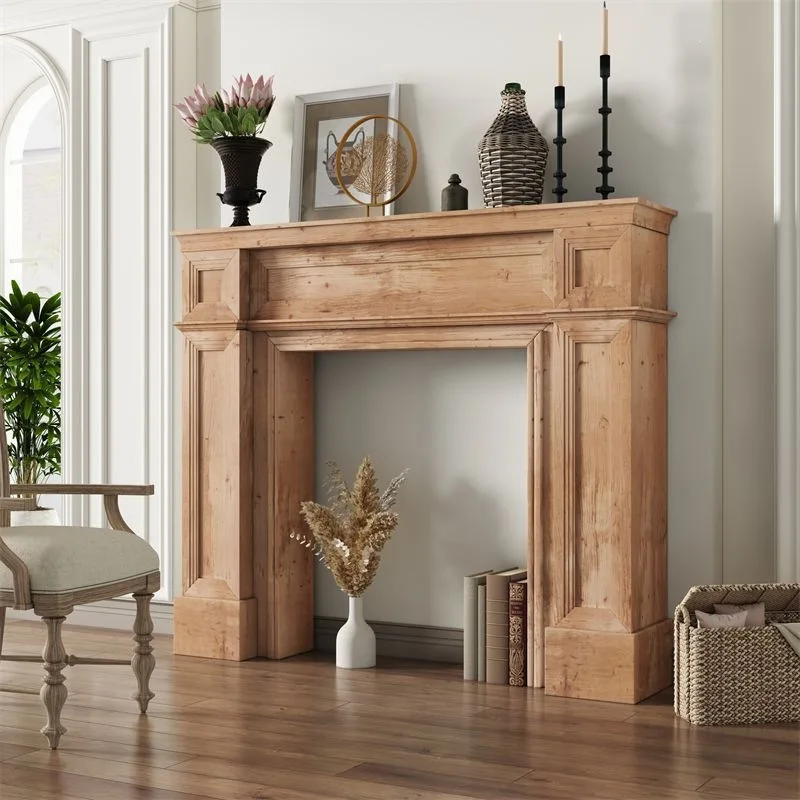 French retro solid wood fireplace decorative cabinet European and American black and rack B & B photography props