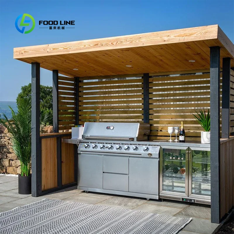 Outdoor Kitchen BBQ Island Patio Stainless Steel Grill Countertop Cooking Station Gas Charcoal Garden Unit