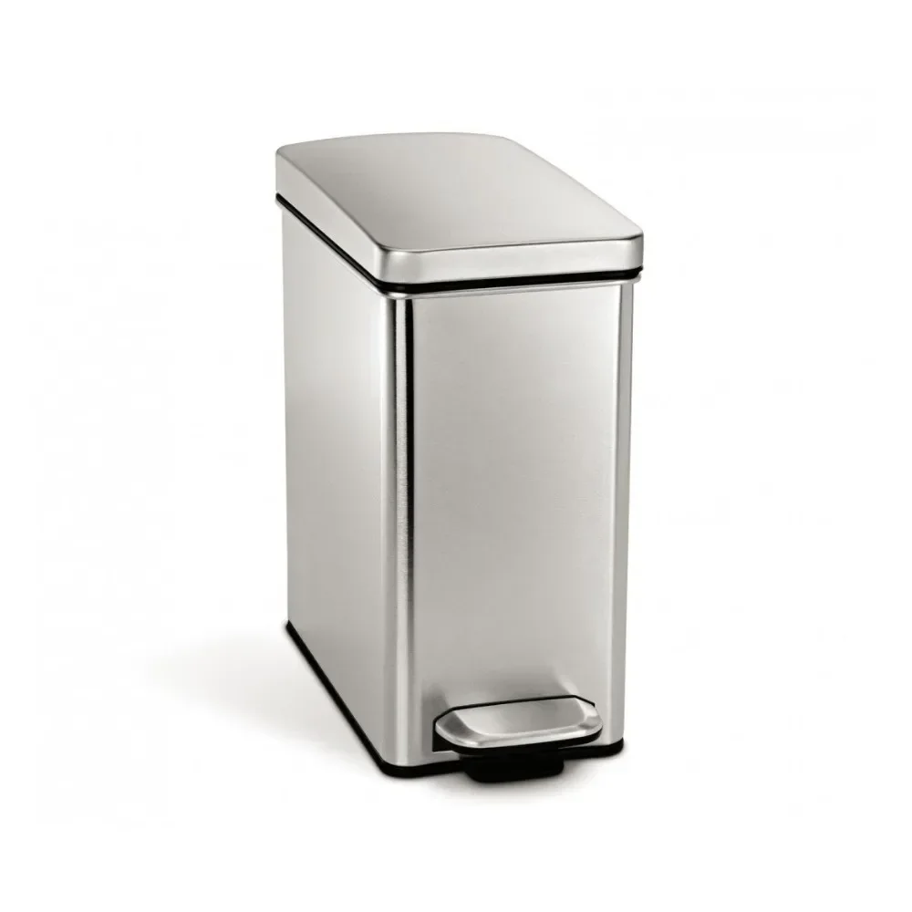 

10 Liter / 2.6 Gallon Stainless Steel Bathroom Slim Profile Trash Can, Brushed Stainless Steel