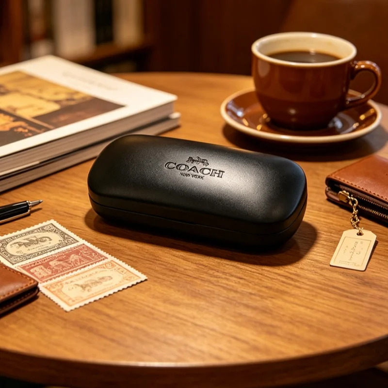 COACH – étui rigide noir pour lunettes, résistant aux chocs, anti-pression, boîte à lunettes de soleil portable, de luxe, pour les voyages quotidiens, pour hommes et femmes, rangement pour lunettes