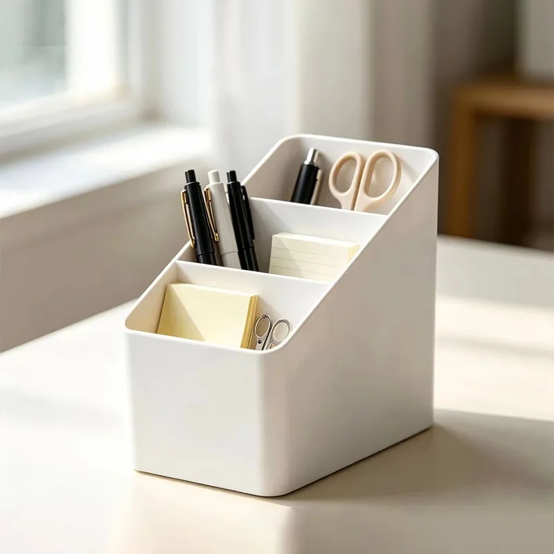 Remote Control Holder 4 Slot Desktop Storage Box Tv Remote Control Phone Trapezoidal Basket Stationery Organizer Case Home Hotel