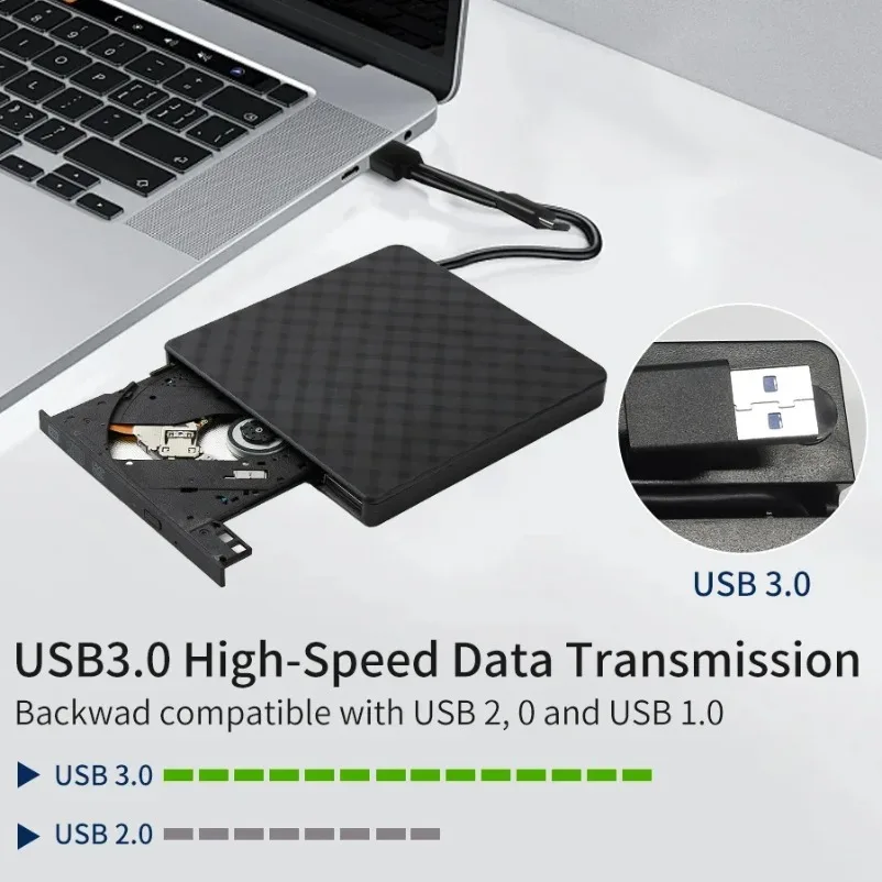 

USB3.0 Type-C Тонкий внешний 2 в 1, DVD-RW, записывающее устройство для компакт-дисков, записывающее устройство, оптические приводы для ноутбуков, ПК, портативная записывающая DVD-диск