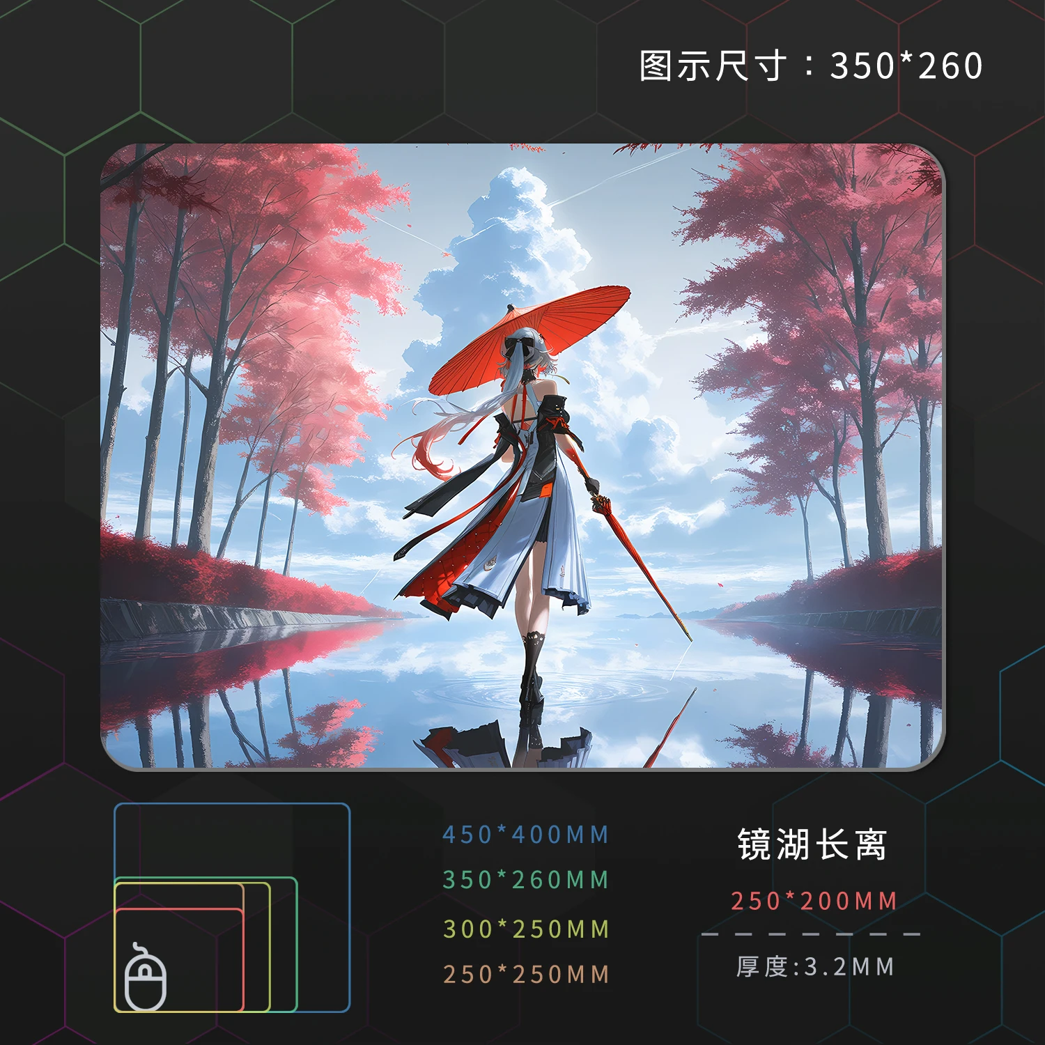 Blue Anime Design Girls Glass Mouse pad E-sports Game Mouse Insulation Pad Dirt Resistant Smooth and Fluid Desktop Glass Pad