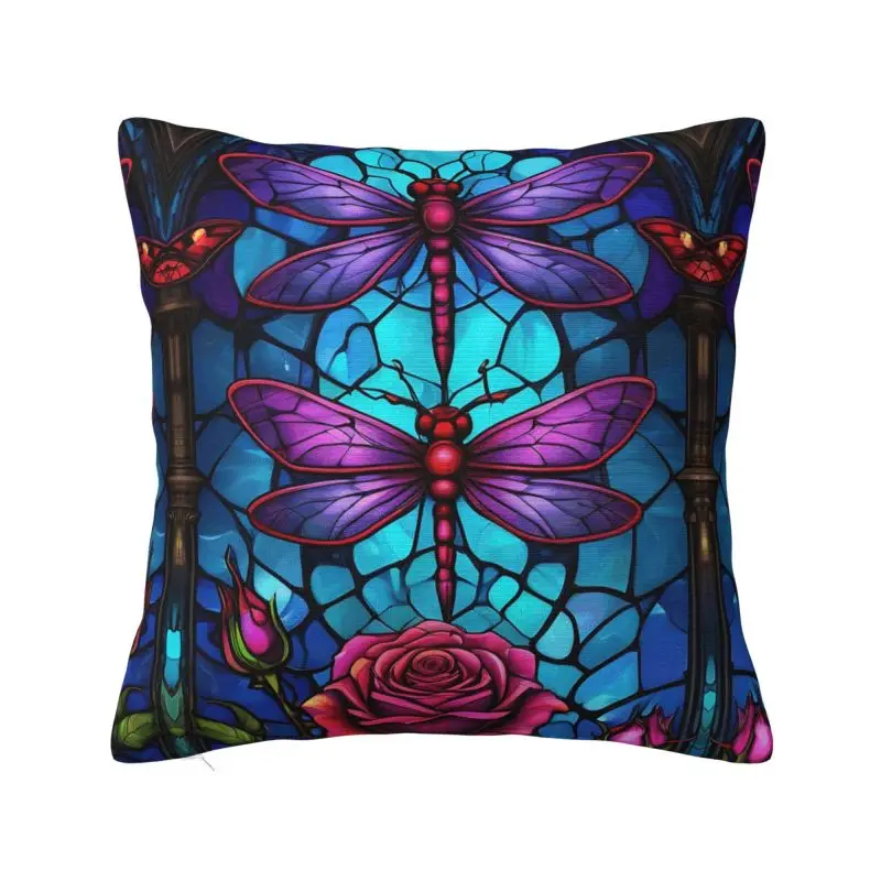 Dragonflies Roses Throw Pillow Case 45*45cm for Sofa Cushion Cover Velvet Polyester Pillowcase Double-sided Printing