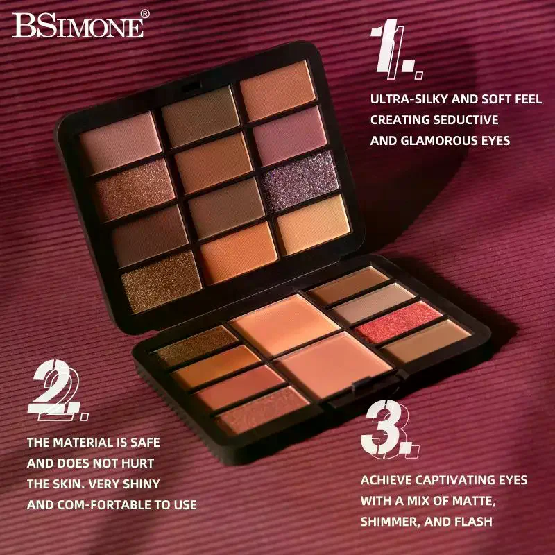 Paleta de Sombras de Ojos y Rubor BSIMONE, Mate, Iluminador, 22 Colores, Crema de Rubor, Corrector de Larga Duración, Resistente al Agua, Regalo de Navidad