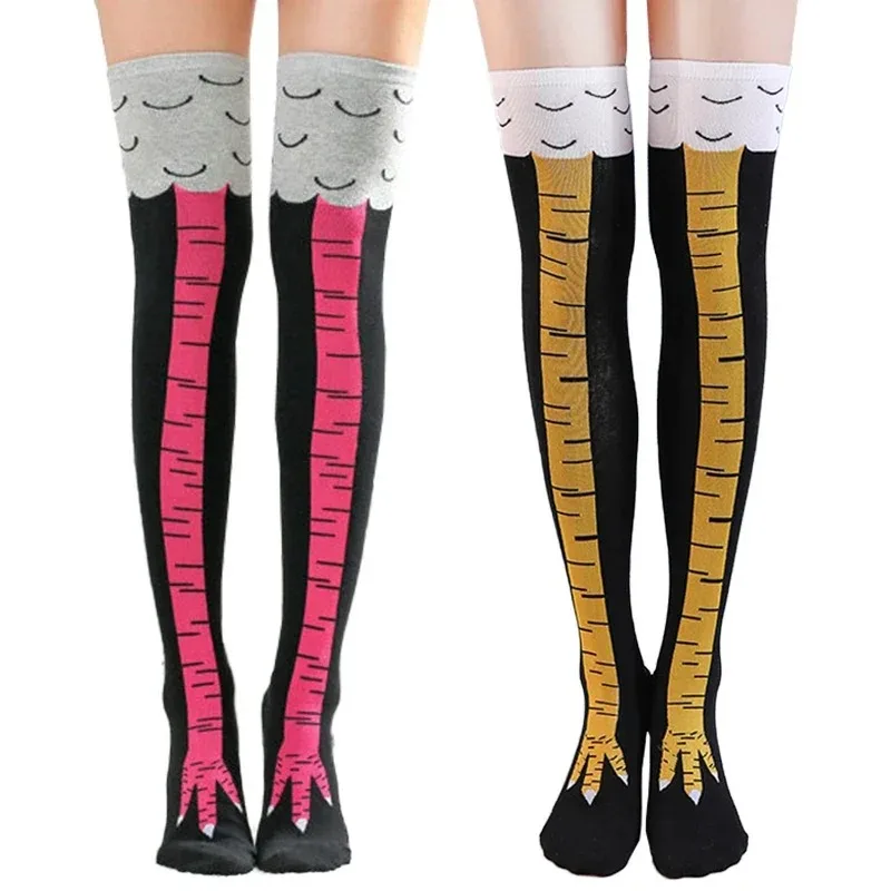 Funny Chicken Paw Stocking Over-knee Pressure Thin Leg Long Stockings Women Spring Autumn Winter Middle High School Girls Socks