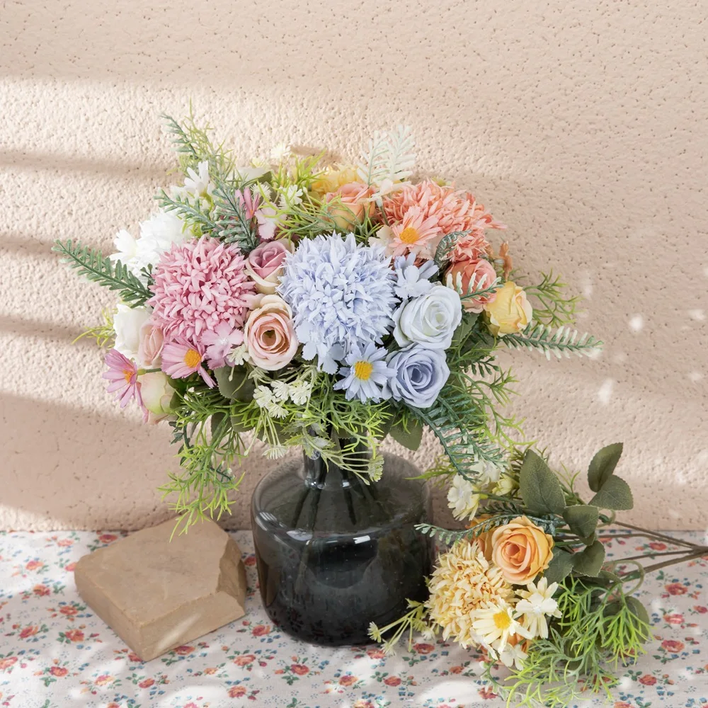 Nuevo ramo de diente de león, flores artificiales, diente de león falso para sala de estar, boda, bricolaje, arco de escenario, corona y decoración del hogar