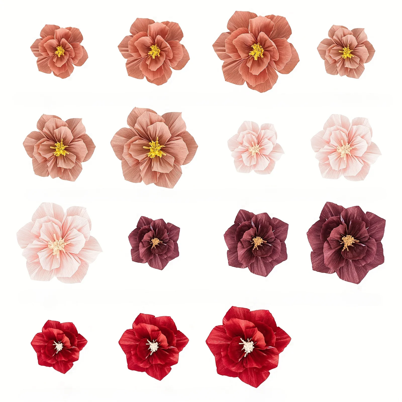 Embossed Paper Flowers 3D Wrinkle Art Wedding Party Decoration Supplies, Thickened Paper Craft Flowers for Marriage Room Decor