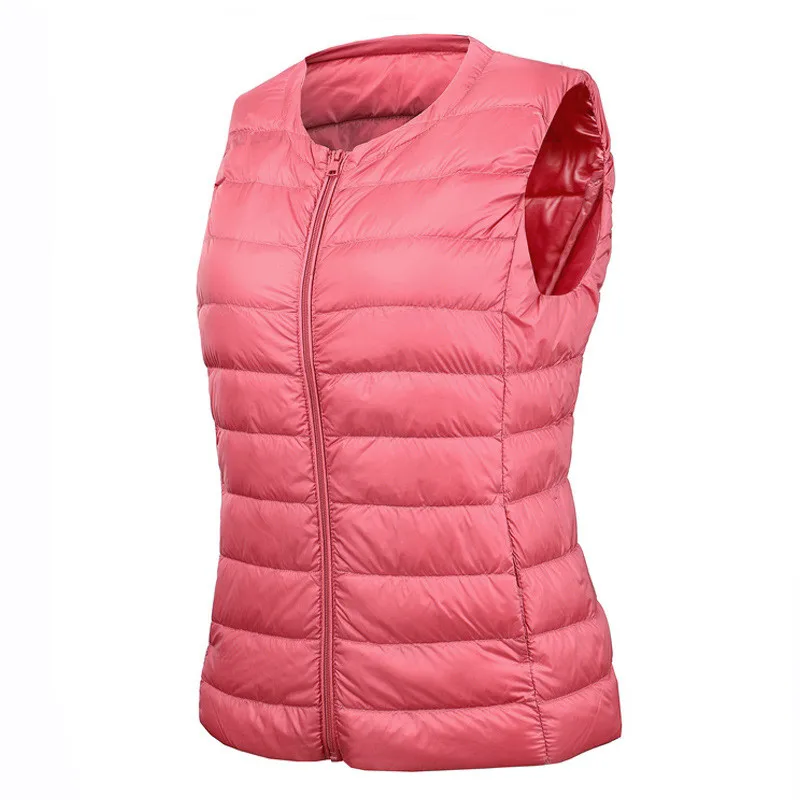 Women Down Waistcoat Jacket Autumn Winter Ultra Light White Duck Down Vest Lady Short Sleeveless Vest Puffer Outwear Bigsize 8XL