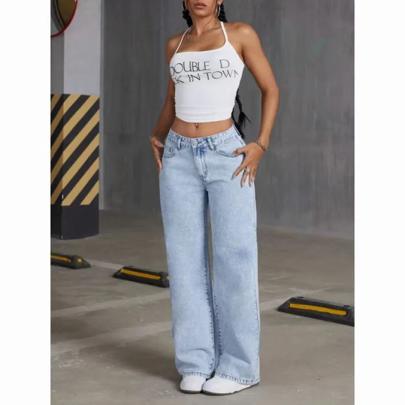 Fashion Retro Printing Bow Jeans Women'S Straight Leg Slim Fit Jeans Pants Baggy Y2k Jeans