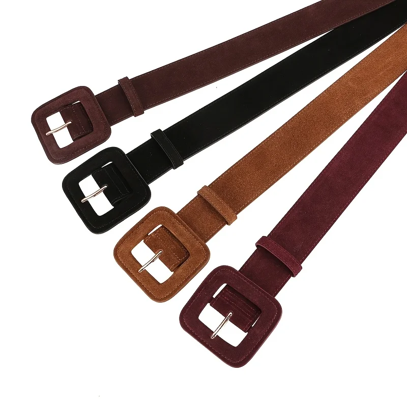 

Замшевый широкий ремень для женщин в винтажном стиле - декоративный ремень из натуральной кожи с высокой талией, модный ремень с массивной пряжкой для пальто, платья