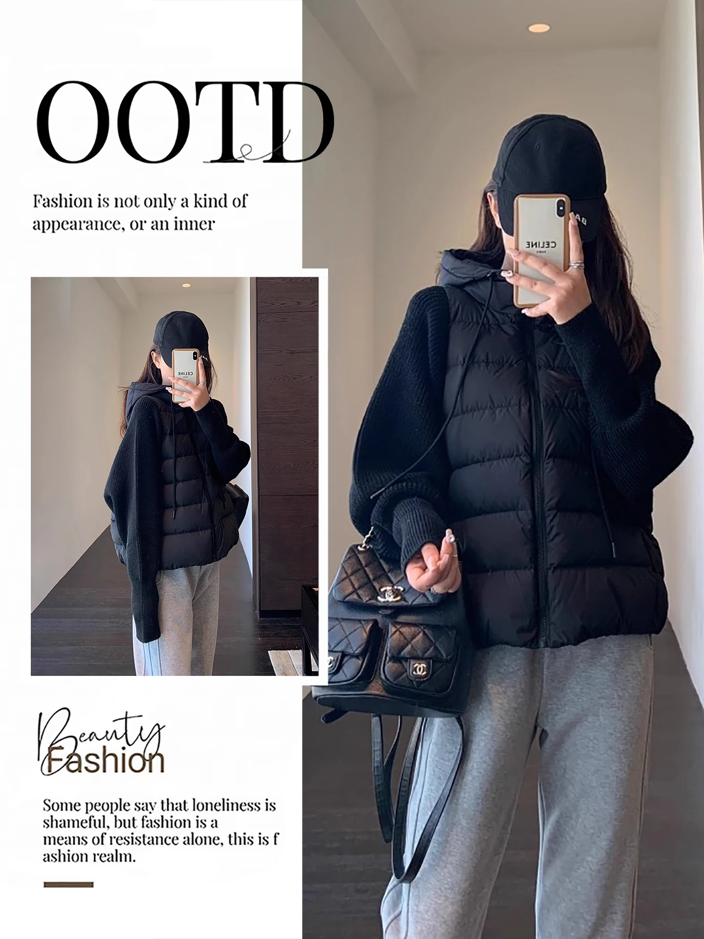 

Ретро-куртка женская зимняя с капюшоном, имитация двухслойности, из хлопка, с вязаными вставками, облегающая, повседневная, свободного кроя, на молнии, новый дизайн