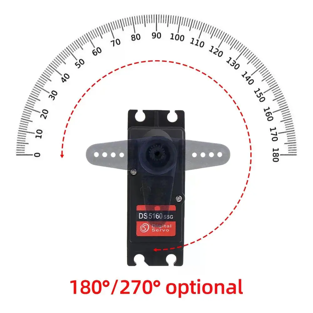 Servomoteur numérique Metal Gear, Robotique, 180 degrés, Double arbre, Étanche, IP66, Montage en U droit long ou court, 25kg.cm, 6V